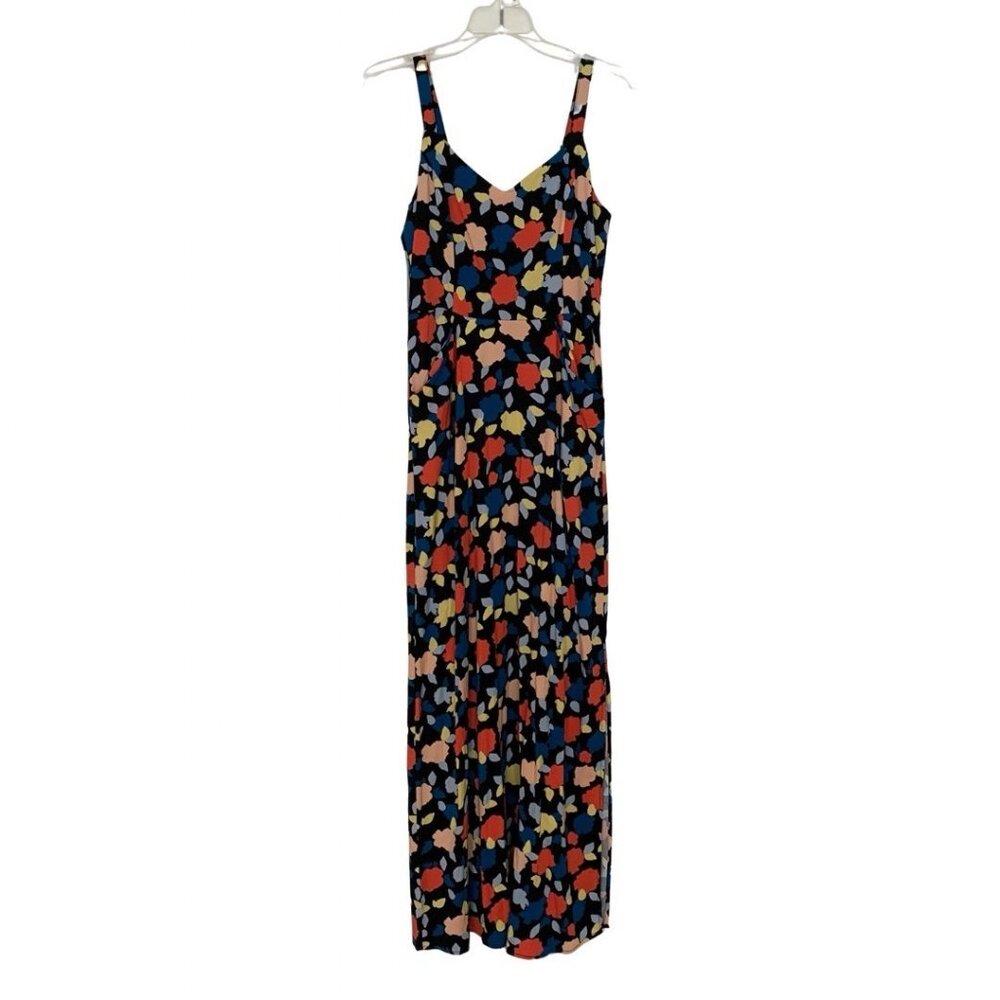 41 Hawthorn Floral Geometric Maxi Dress Size Small Side Slit Black Multicolor
